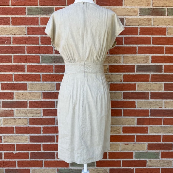 🔥 Theory Linen Cream Short Sleeve Midi Dress - Picture 8 of 11